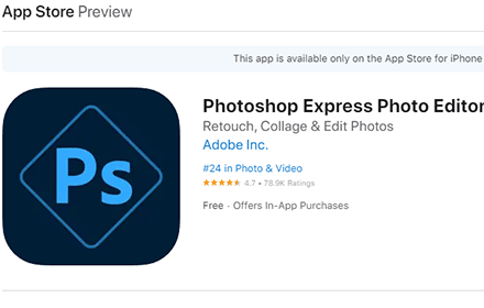 Logotipo aplicativo para editar fotos Photoshop Express
